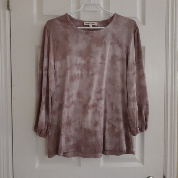 Johnny Was Calme Women's Size M Mauve Tie Dye Bohemian Organic Cotton Blend Top - Picture 3 of 11